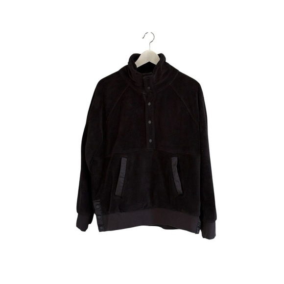 Athleta Recover Cozy Snap Front Sweatshirt Soft Black Size Large - Picture 4 of 9